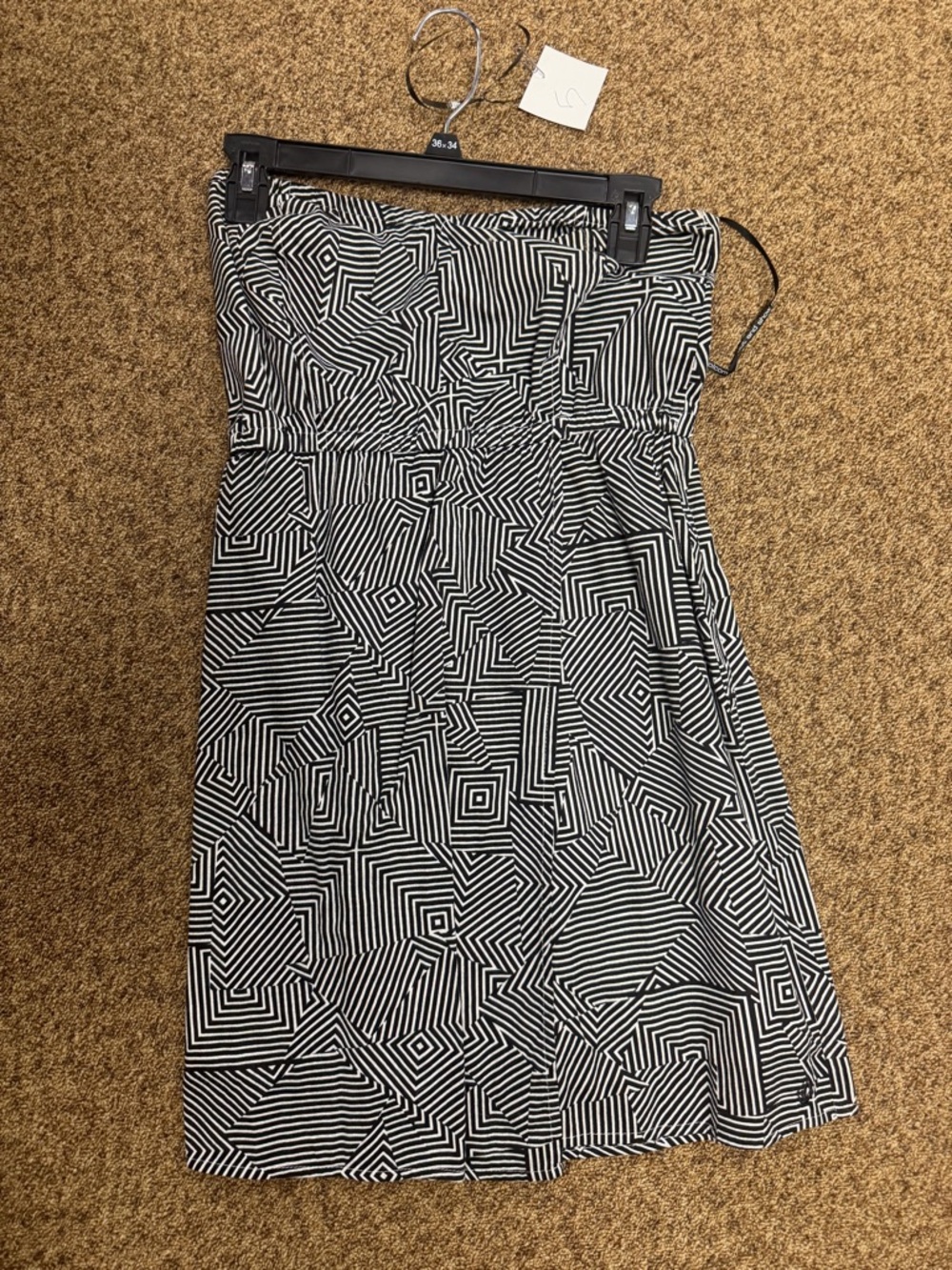 Volcom Black and White Geometric Strapless Midi Dress